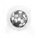 A minimalist tattoo of John Mayer playing a soccer ball as an instrument tattoo design idea