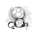 A minimalist tattoo of John Mayer playing a soccer ball as an instrument tattoo design idea