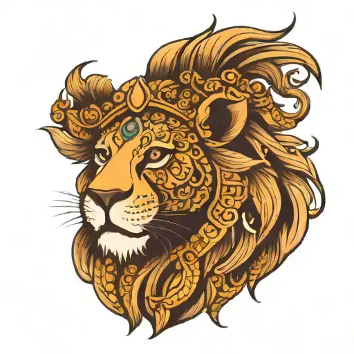 punjabi lion inspired using tattoo design idea