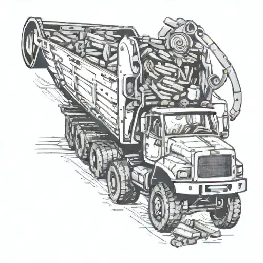 Dump Truck surrounded by tools  tattoo design idea