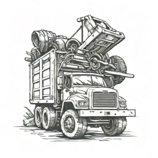 Dump Truck and Tools tattoo design idea