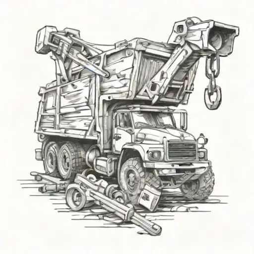 Dump Truck and Tools tattoo design idea
