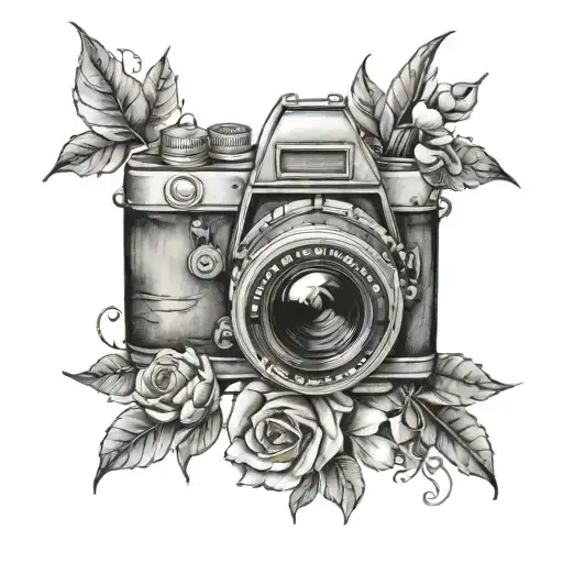 professional camera tattoo design idea