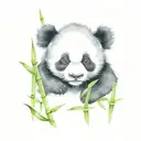 baby panda sitting in bamboo tattoo design idea