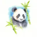 baby panda sitting in bamboo tattoo design idea