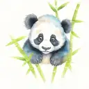 baby panda sitting in bamboo tattoo design idea