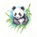 baby panda sitting in bamboo tattoo design idea