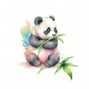 baby angel panda eating bamboo tattoo design idea