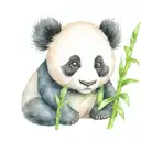 baby panda eating bamboo tattoo design idea