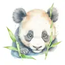 baby panda eating bamboo tattoo design idea