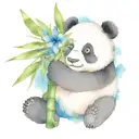 baby panda eating bamboo tattoo design idea
