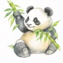 baby panda eating bamboo tattoo design idea