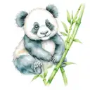 baby panda sitting in bamboo tattoo design idea
