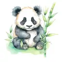 baby panda sitting in bamboo tattoo design idea