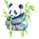 baby panda sitting in bamboo tattoo design idea