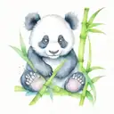 baby panda sitting in bamboo tattoo design idea