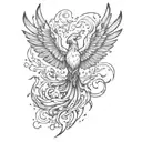 Phoenix rising above fire and ashes tattoo design idea