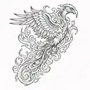 Phoenix rising above fire and ashes tattoo design idea