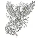 Phoenix rising above fire and ashes tattoo design idea