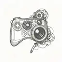 xbox controller, camera lens transforming tattoo design idea