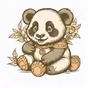 baby panda playing tattoo design idea