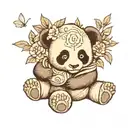 baby panda playing tattoo design idea