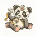 baby panda playing tattoo design idea
