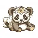 baby panda playing tattoo design idea