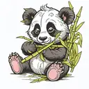 baby angel panda eating bamboo tattoo design idea