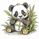 baby angel panda eating bamboo tattoo design idea