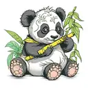 baby angel panda eating bamboo tattoo design idea