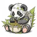 baby angel panda eating bamboo tattoo design idea