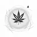 Stock market graph intertwined with cannabis leaves tattoo design idea