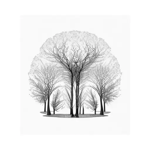 circus tent behind silhouette of trees with orange tiger lightning  tattoo design idea