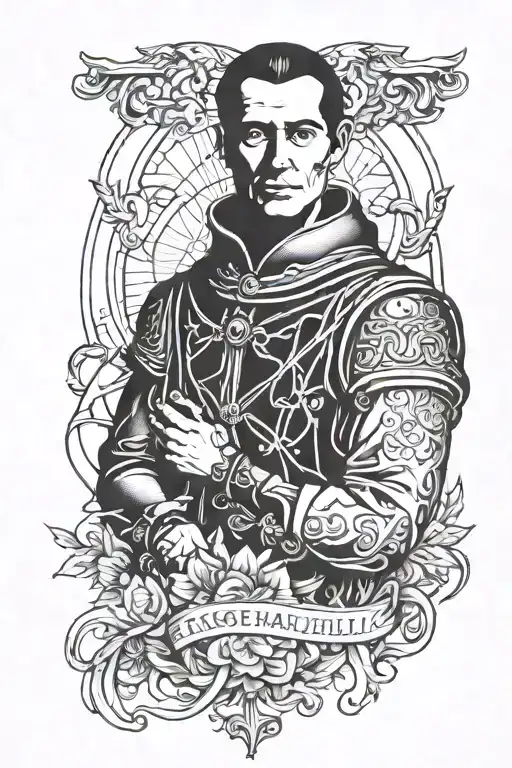 Niccolo Machiavelli themed loved or feared tattoo design idea