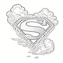 superman logo with clouds around it and words saying in loving memory  tattoo design idea
