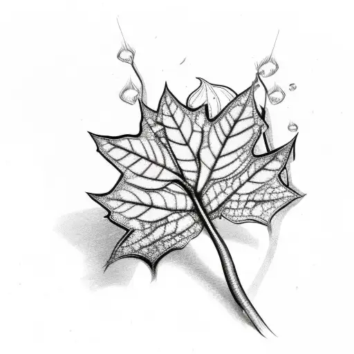 ivy plant leaves with electric sparks  tattoo design idea