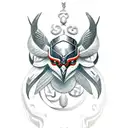 handle design with a Nordic theme that includes a valkyrie, a wizard and a raven tattoo design idea