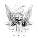 handle design with a Nordic theme that includes a valkyrie, a wizard and a raven tattoo design idea