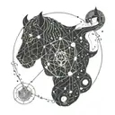 Gemini constellation intertwined with Leo constellation tattoo design idea