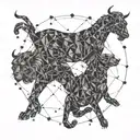 Gemini constellation intertwined with Leo constellation tattoo design idea