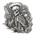 half chef half skeleton cooking themed tattoo tattoo design idea