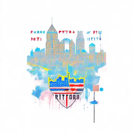 An abstract tattoo design combining elements of Pittsburgh, Buffalo, and Rochester landmarks tattoo design idea