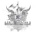 An abstract tattoo design combining elements of Pittsburgh, Buffalo, and Rochester landmarks tattoo design idea