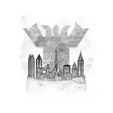An abstract tattoo design combining elements of Pittsburgh, Buffalo, and Rochester landmarks tattoo design idea