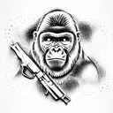 gorilla holding ak47 tattoo design idea