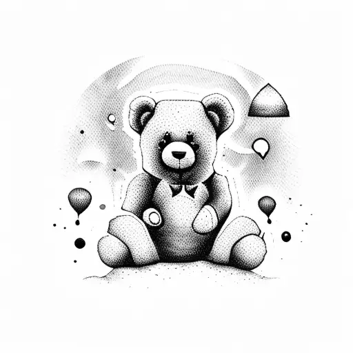 little sitting teddy bear tattoo design idea