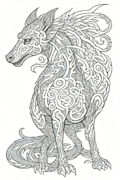 rune kelpie tattoo design idea