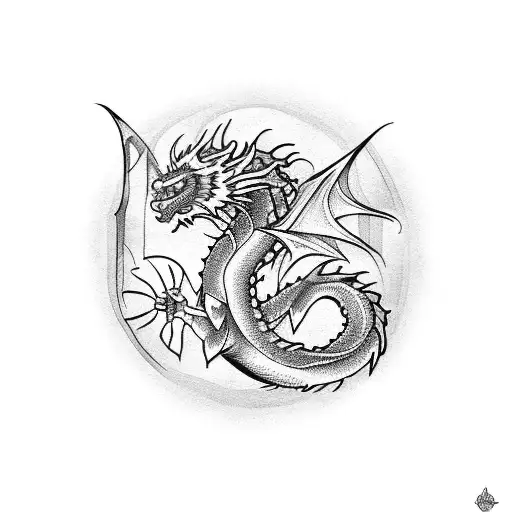 dragon vs griffin  tattoo design idea