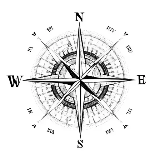 A compass rose surrounded by palm tree silhouettes tattoo design idea